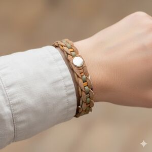 Braided Leather & Colorful Strand Bracelet Boho